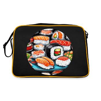 Sushi / Maki / Nigiri / Wasabi / Asiatique - Sac Retro - noir/or - Dos