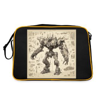 Blueprint / Sepia / Vintage / Retro / Robot - Retro Bag - black/gold - Back
