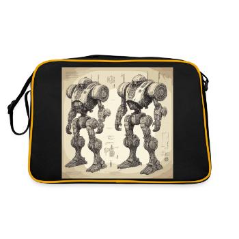Blueprint / Sepia / Vintage / Retro / Robot - Retro Bag - black/gold - Back