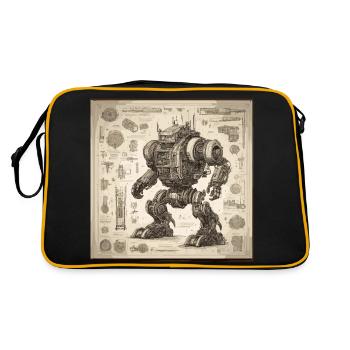 Blueprint / Sepia / Vintage / Retro / Robot - Retro Bag - black/gold - Back