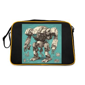Blueprint / Sepia / Vintage / Retro / Robot - Retro Bag - black/gold - Back
