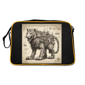 Blueprint / Sepia / Vintage / Retro / Robot - Retro Bag - black/gold - Back