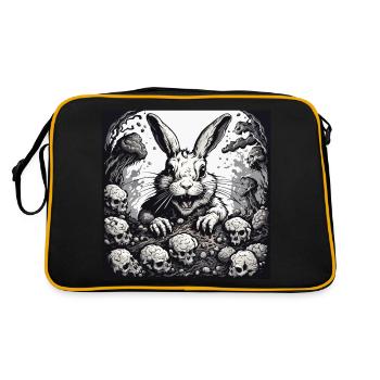 Osterhase / Ostern / Eier / Feiertage / Osterfest - Retro Tasche - Schwarz/Gold - Hinten
