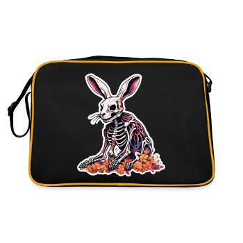 Osterhase / Ostern / Eier / Feiertage / Osterfest - Retro Tasche - Schwarz/Gold - Hinten