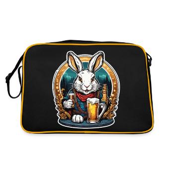 Osterhase / Ostern / Eier / Feiertage / Osterfest - Retro Tasche - Schwarz/Gold - Hinten