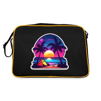 Forêt / Sauvage / Tente / Sauvage / Arbres / Vie - Sac Retro - noir/or - Dos