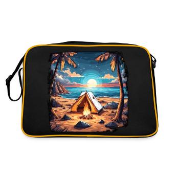Forêt / Sauvage / Tente / Sauvage / Arbres / Vie - Sac Retro - noir/or - Dos