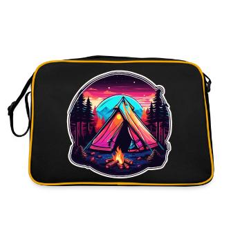 Forêt / Sauvage / Tente / Sauvage / Arbres / Vie - Sac Retro - noir/or - Dos