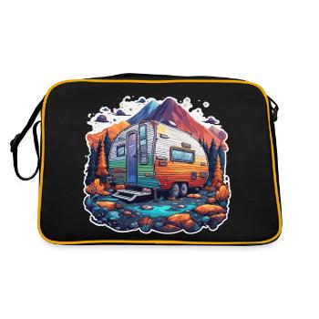 Camping-car / Camping-car / camping / Roadtrip / Voyage - Sac Retro - noir/or - Dos
