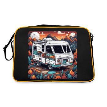 Camping-car / Camping-car / camping / Roadtrip / Voyage - Sac Retro - noir/or - Dos