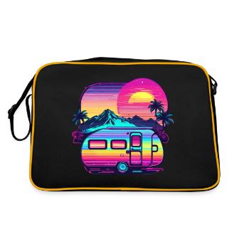 Camping-car / Camping-car / camping / Roadtrip / Voyage - Sac Retro - noir/or - Dos