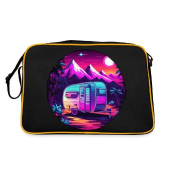 Camping-car / Camping-car / camping / Roadtrip / Voyage - Sac Retro - noir/or - Dos