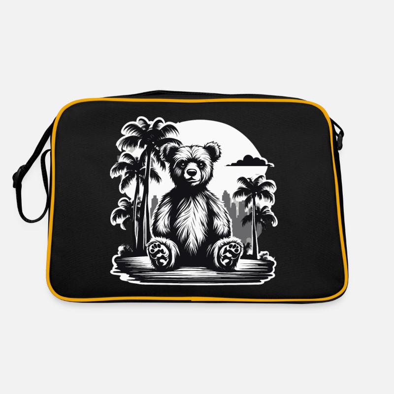 Teddybär / Kuscheltier / Stofftier / Geschenkidee - Retro Tasche - Schwarz/Gold