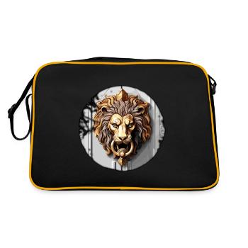 Lion Head / Door Knocker / Bell / Antique / Old - Retro Bag - black/gold - Back