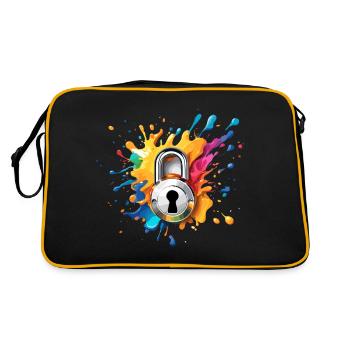 Serrure d’épaule / Clé / Serrure de coeur / Motif - Sac Retro - noir/or - Dos