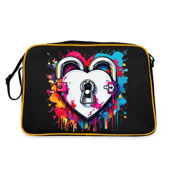 Serrure d’épaule / Clé / Serrure de coeur / Motif - Sac Retro - noir/or - Dos