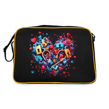 Serrure d’épaule / Clé / Serrure de coeur / Motif - Sac Retro - noir/or - Dos