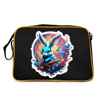 Animal in Soap Bubble / Childlike / Cute / Bunny - Retro Bag - black/gold - Back