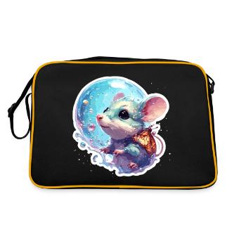Animal in Soap Bubble / Childlike / Cute / Mouse - Retro Bag - black/gold - Back