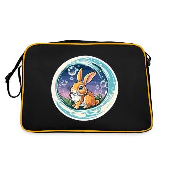 Animal in Soap Bubble / Childlike / Cute / Bunny - Retro Bag - black/gold - Back