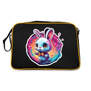 Animal in Soap Bubble / Childlike / Cute / Bunny - Retro Bag - black/gold - Back