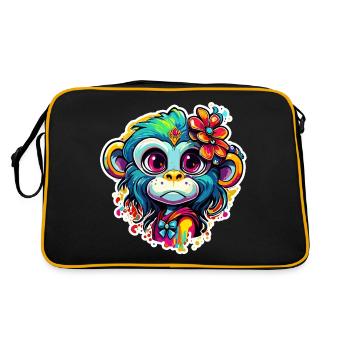 Cute Monkey / Monkey Girl / Cute / Hair Bow - Retro Bag - black/gold - Back