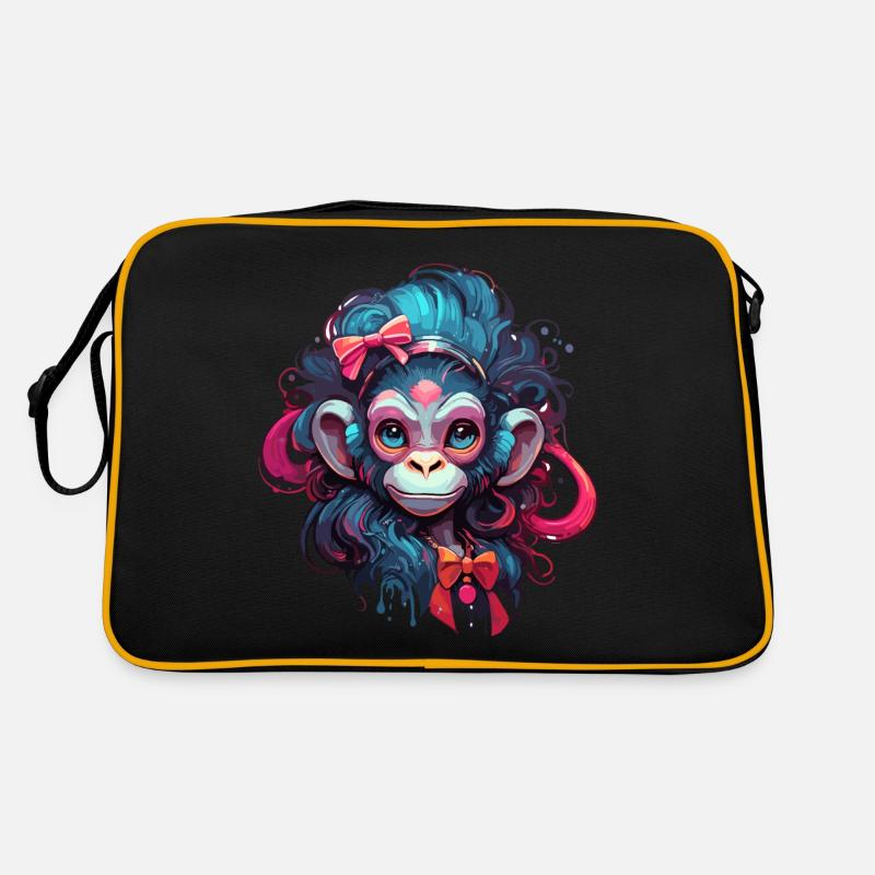 Süßer Affe / Affenmädchen / niedlich /Haarschleife Retro Tasche
