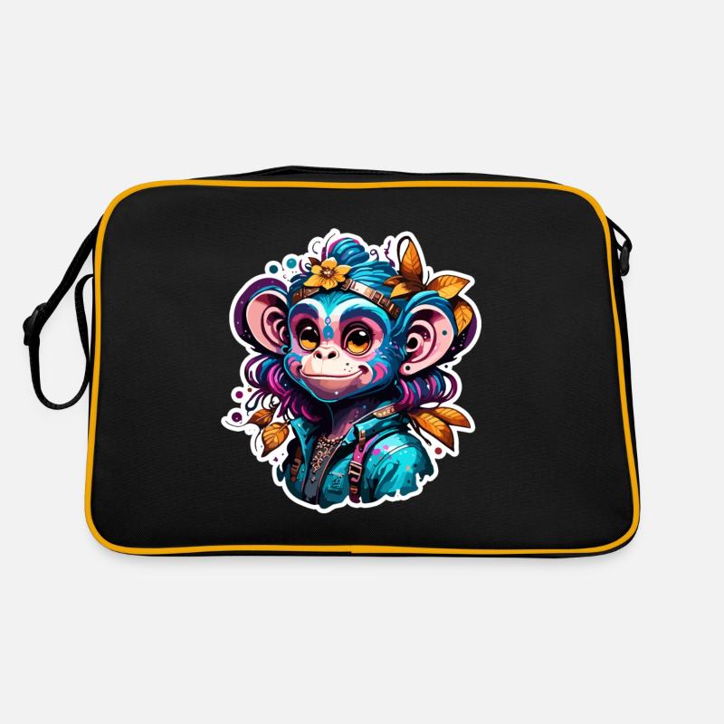 Singe mignon / Fille de singe / Mignon / noeud de cheveux Sac Retro