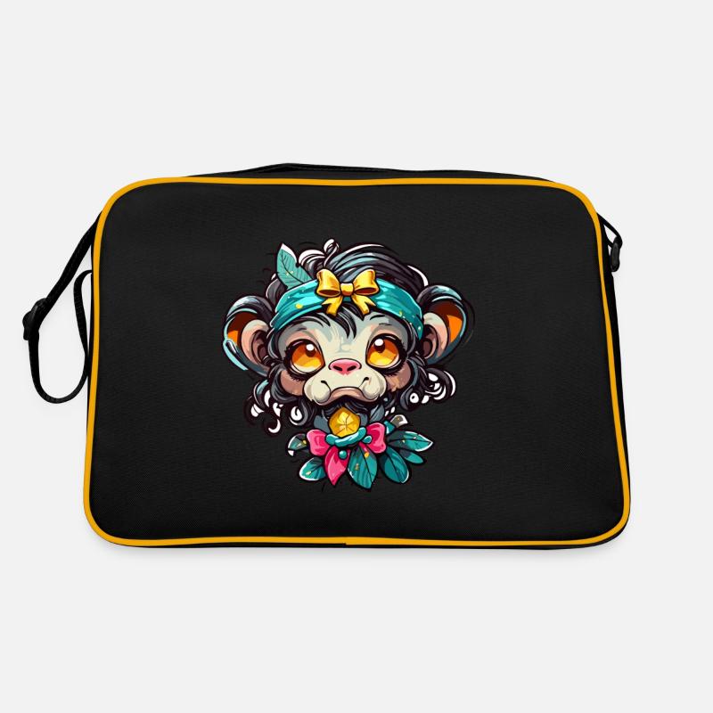Singe mignon / Fille de singe / Mignon / noeud de cheveux Sac Retro
