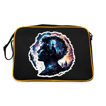 Silhouette / Forêt / Portrait / Arbres / Personne - Sac Retro - noir/or - Dos