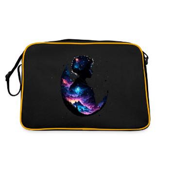 Silhouette / Forêt / Portrait / Arbres / Personne - Sac Retro - noir/or - Dos
