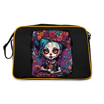 Horror Doll / Halloween / Creepy / Dark - Retro Bag - black/gold - Back