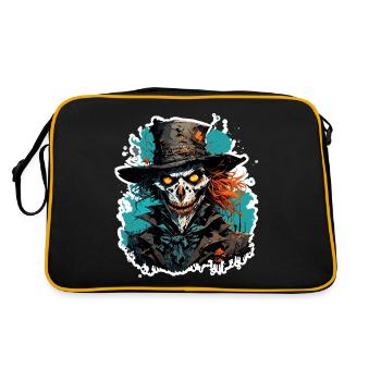 Vogelscheuche / Erntehelfer / Maisfeld / Feld - Retro Tasche - Schwarz/Gold - Hinten
