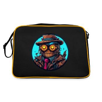 Vogelscheuche / Erntehelfer / Maisfeld / Feld - Retro Tasche - Schwarz/Gold - Hinten