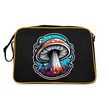 Mushroom / Mushroom / Meadow / Forest / Goa / Psy - Retro Bag - black/gold - Back