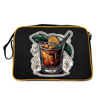 Cocktail / Bar / mixen / Drink / Exotisch / Club - Retro Tasche - Schwarz/Gold - Hinten