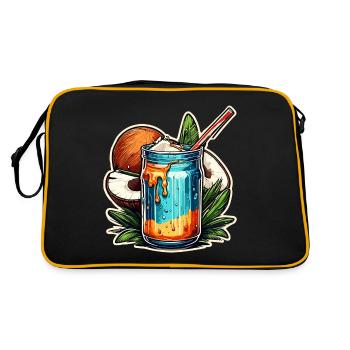 Cocktail / Bar / mixen / Drink / Exotisch / Club - Retro Tasche - Schwarz/Gold - Hinten