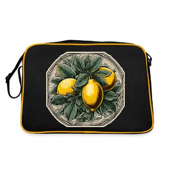 Lebensmittel / Obst / Markt / Vitamine / Design - Retro Tasche - Schwarz/Gold - Hinten