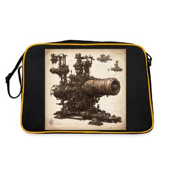 Blueprint / Sepia / Vintage / Retro / Machine - Retro Bag - black/gold - Back