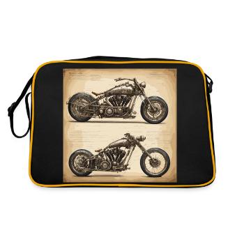 Blueprint / Sepia / Vintage / Retro / Motorcycle - Retro Bag - black/gold - Back
