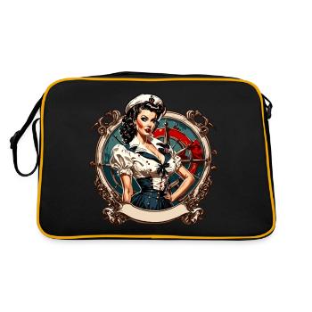 Marin / Pin-up / Navire / Bateau / Ancre / Dame - Sac Retro - noir/or - Dos
