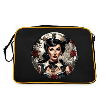 Marin / Pin-up / Navire / Bateau / Ancre / Dame - Sac Retro - noir/or - Dos
