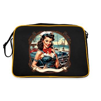 Marin / Pin-up / Navire / Bateau / Ancre / Dame - Sac Retro - noir/or - Dos