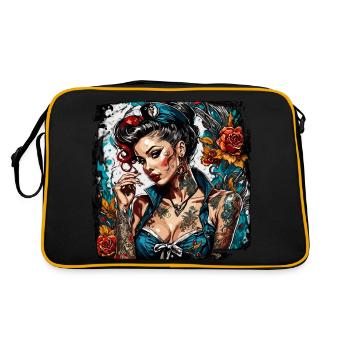 Marin / Pin-up / Navire / Bateau / Ancre / Dame - Sac Retro - noir/or - Dos
