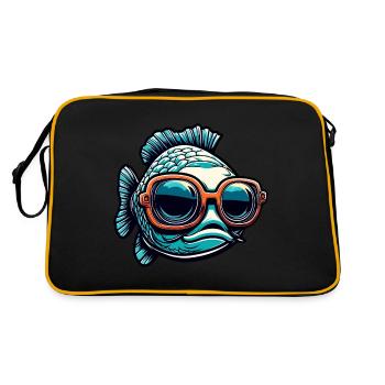 Fisch / Tier / Aquarium / Wasser / Teich / See - Retro Tasche - Schwarz/Gold - Hinten