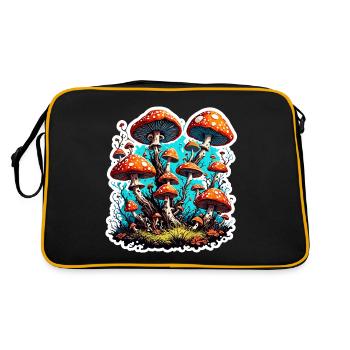 Mushroom / Mushroom / Meadow / Forest / Goa / Psy - Retro Bag - black/gold - Back