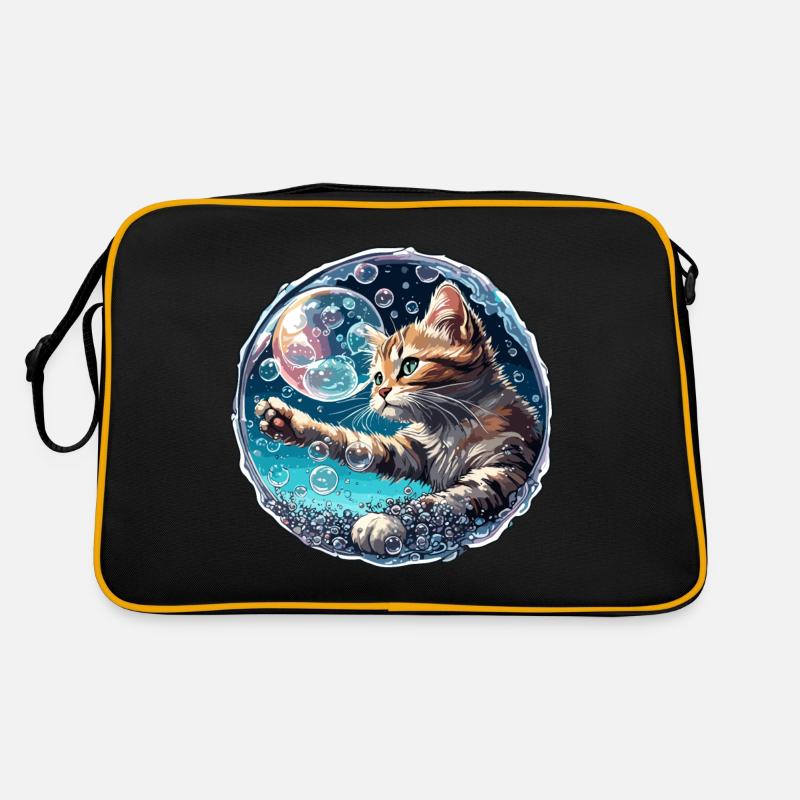 Tier in Seifenblase / kindlich / niedlich / Katze Retro Tasche