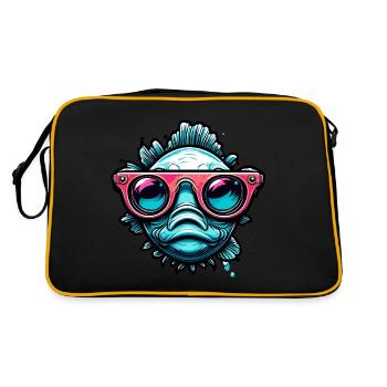 Fisch / Tier / Aquarium / Wasser / Teich / See - Retro Tasche - Schwarz/Gold - Hinten