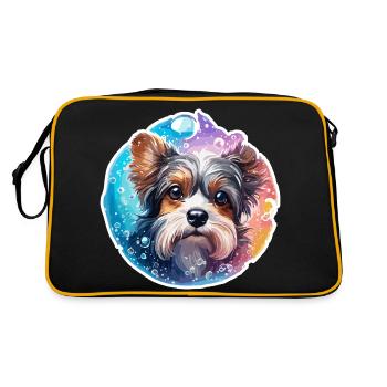 Animal in Soap Bubble / Childlike / Cute / Dog - Retro Bag - black/gold - Back