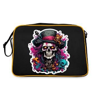Pirat / Ahoi / Anker / Kapitän / Totenkopf / Rum - Retro Tasche - Schwarz/Gold - Hinten